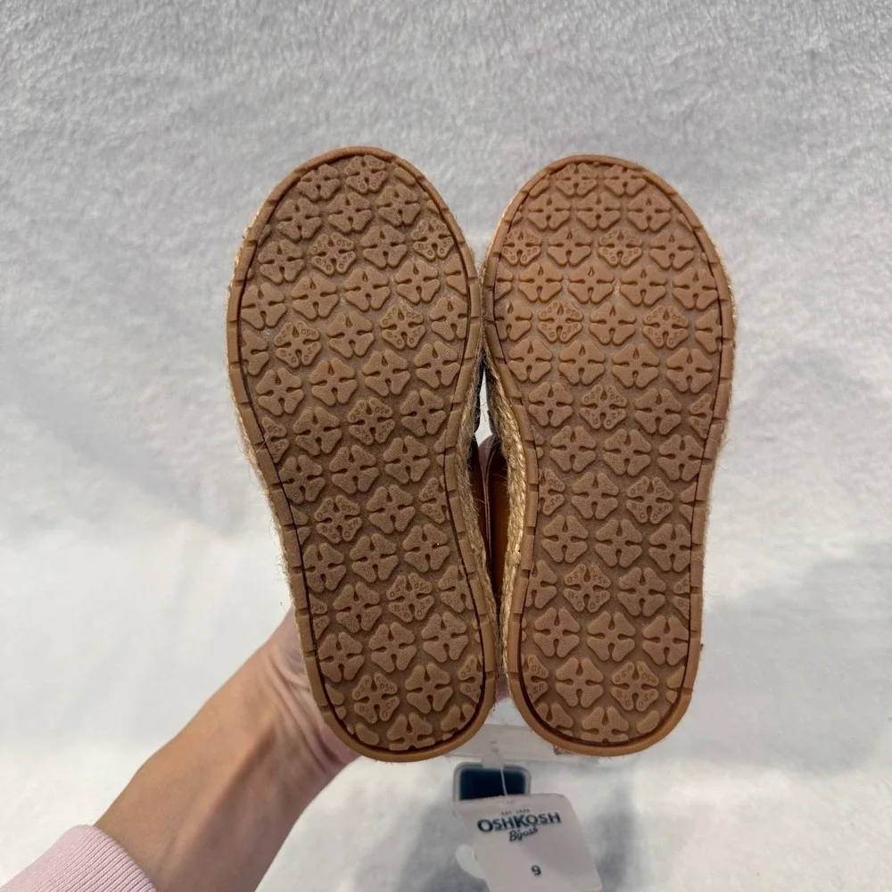 OshKosh Bgosh Toddler Girls Rose Gold Metallic Ruffle Espadrille Flats Size‎ 9